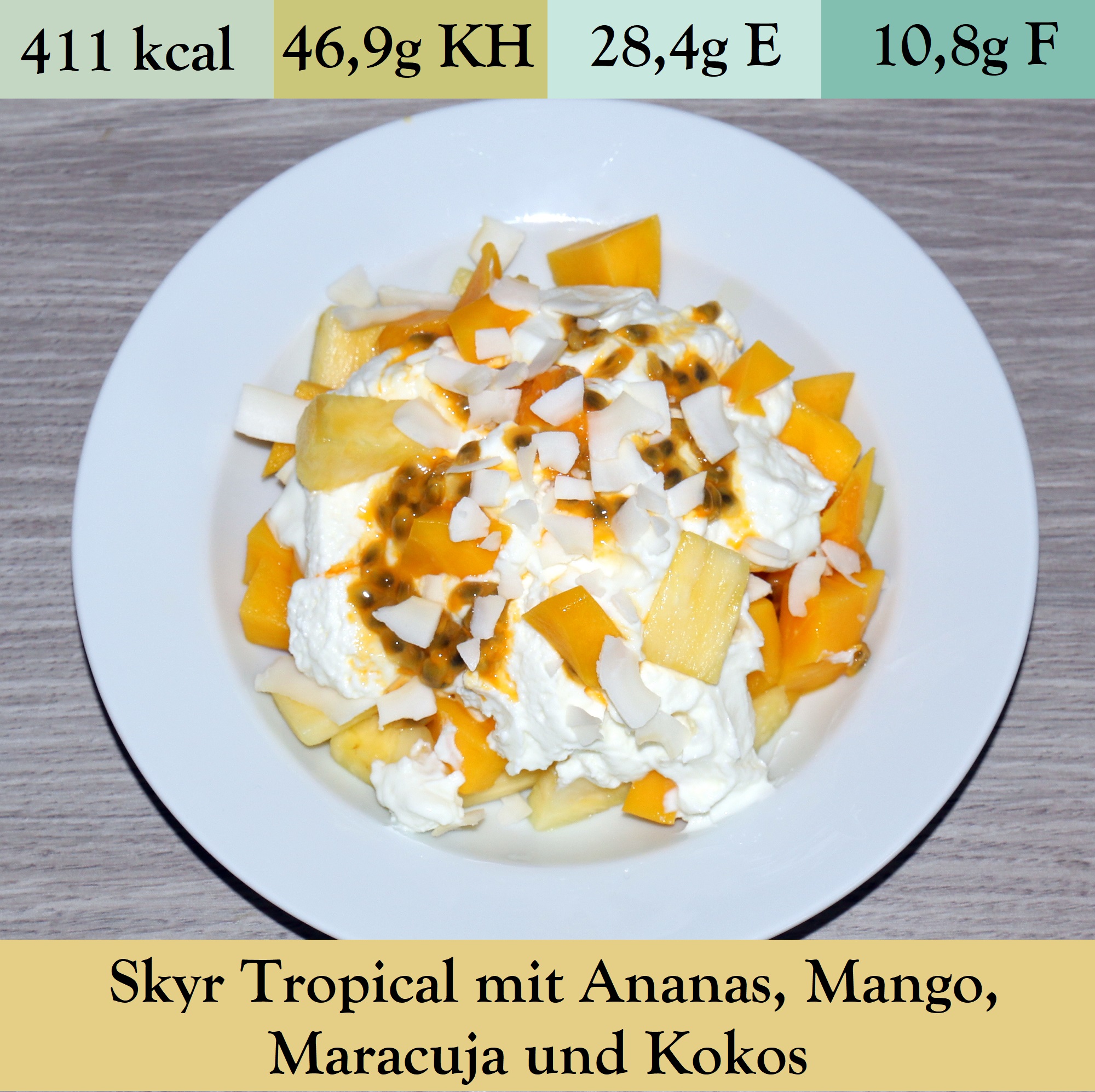 Skyr Tropical mit Ananas, Mango, Maracuja und Kokos (6)