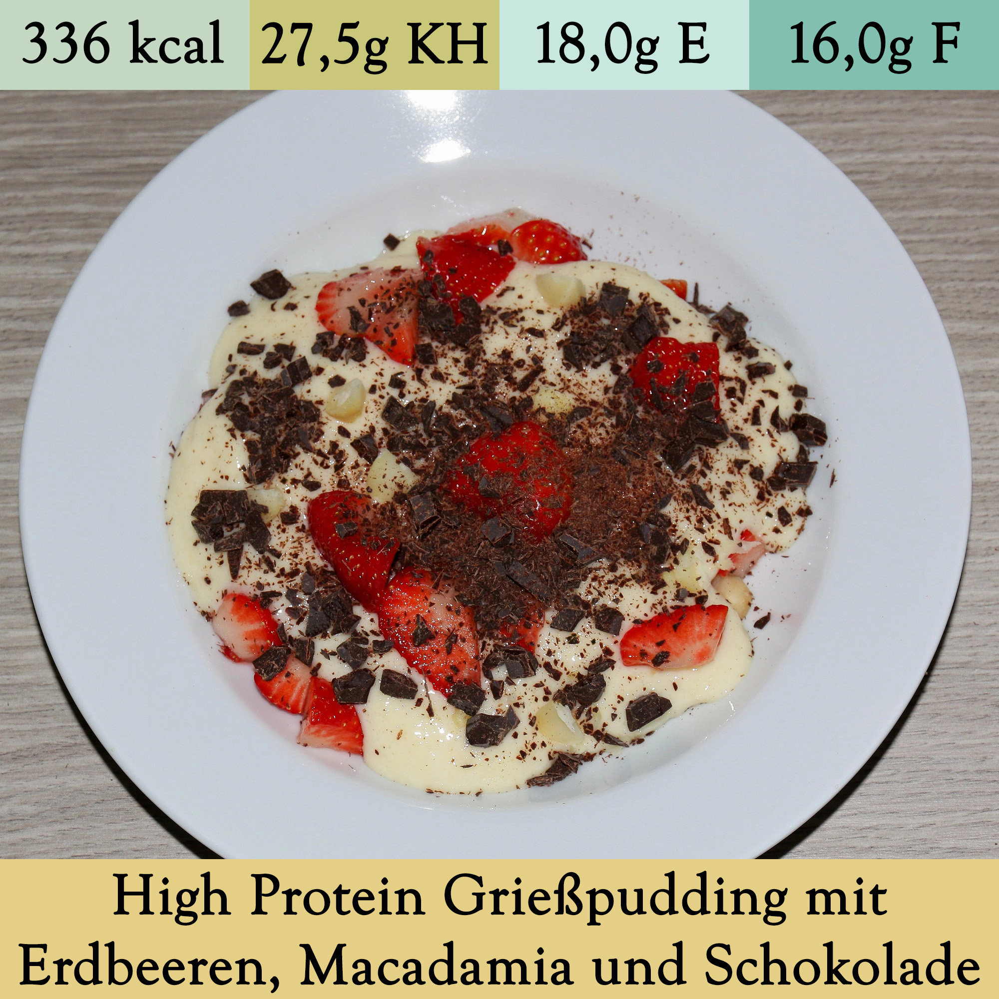 High Protein Grießpudding mit Erdbeeren, Macadamia und Schokolade (3)