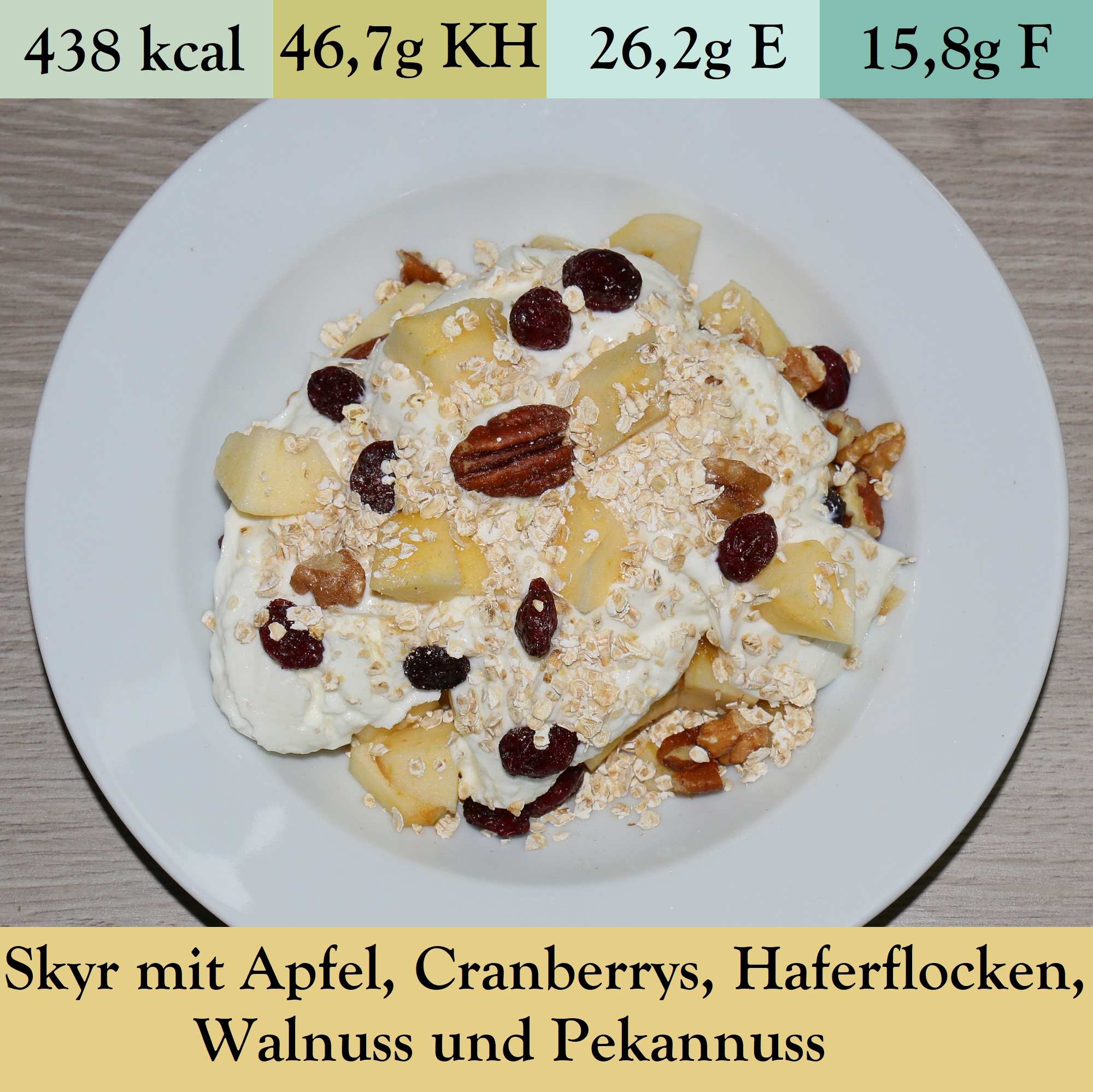 Skyr mit Apfel, Cranberrys, Haferflocken, Walnuss und Pekannüssen (5)