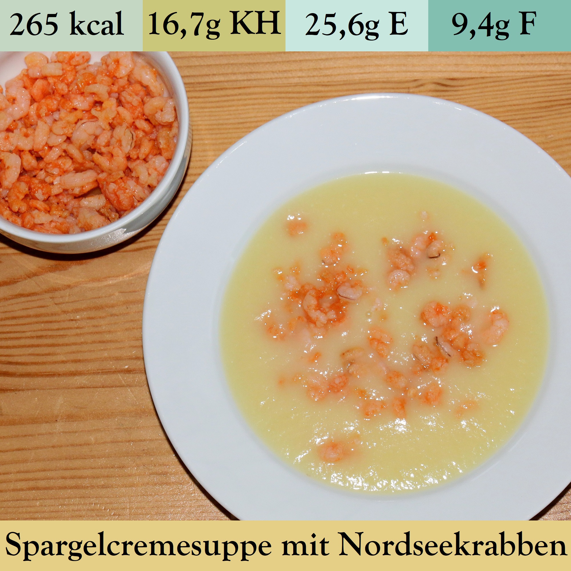 Spargelcremesuppe mit Lachs oder Nordseekrabben (18)