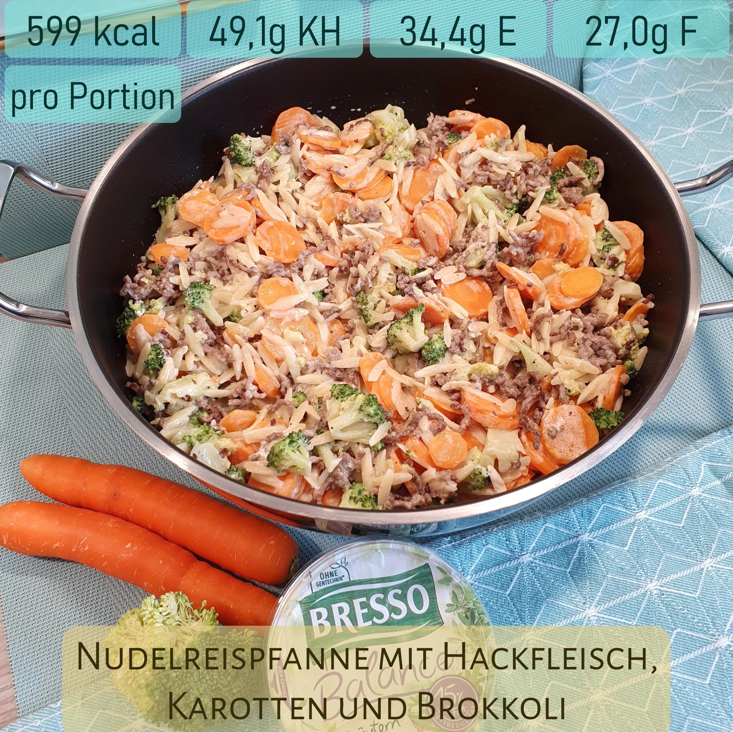 Nudelreispfanne mit Hackfleisch, Karotten und Brokkoli (1a) (9)