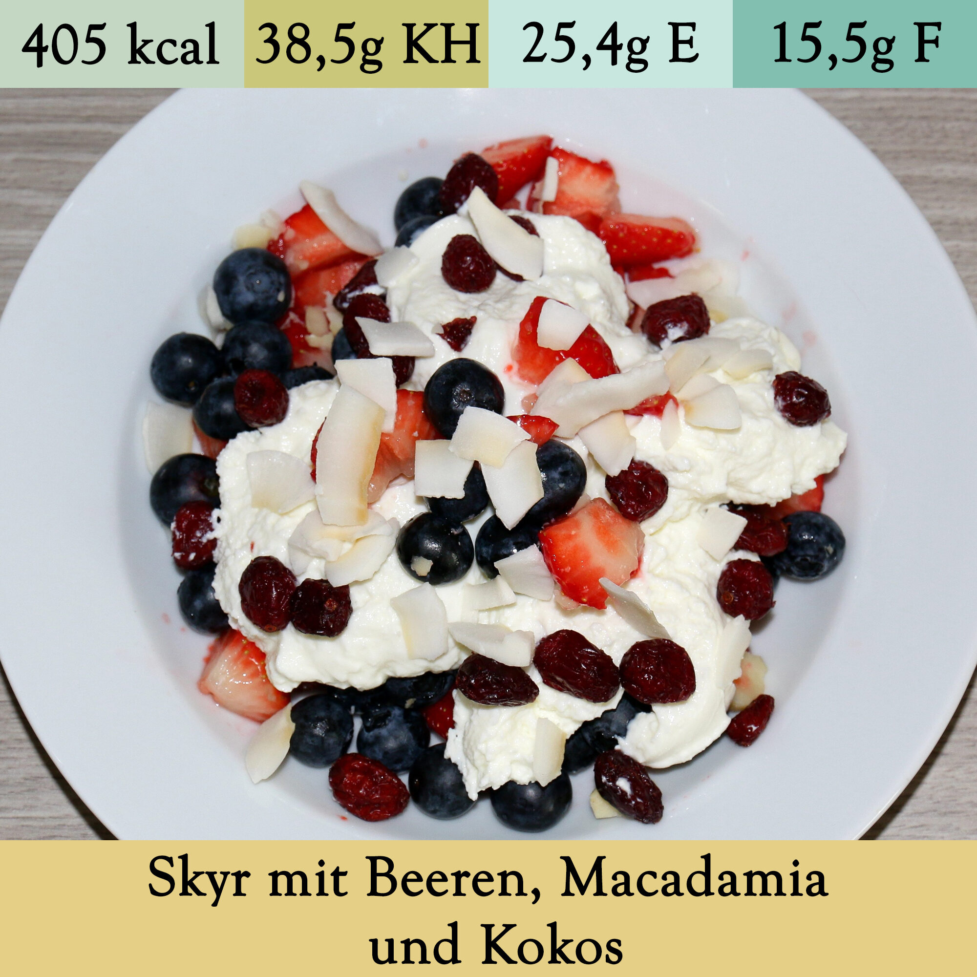 Skyr mit Beeren, Macadamia und Kokos (1)